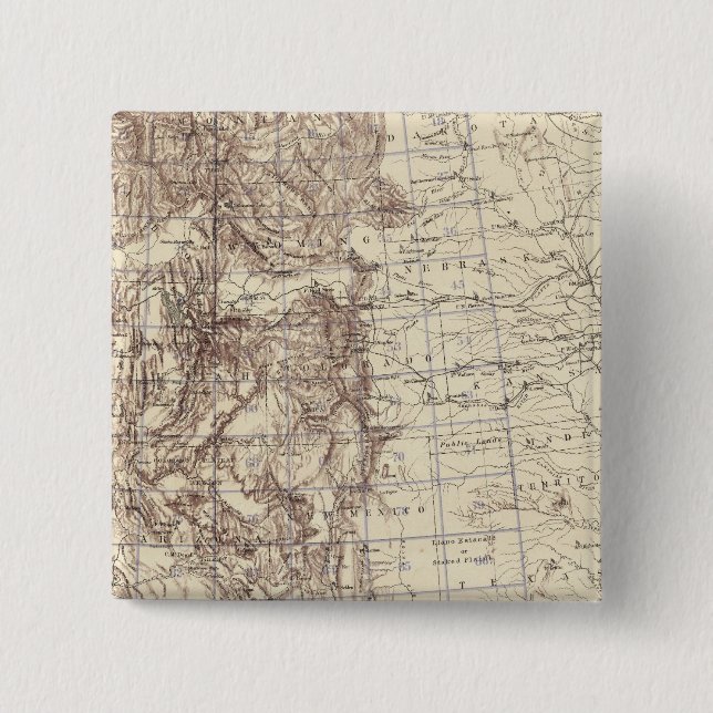 Topographical Map of Mississippi River 2 Inch Square Button (Front)