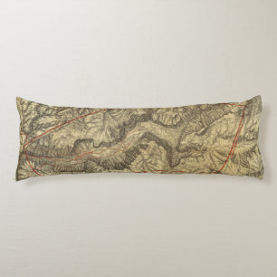 Topographical Map of The Yosemite Valley 2 Body Pillow