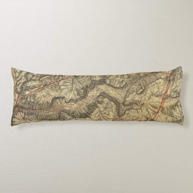 Topographical Map of The Yosemite Valley 2 Body Pillow (Front)