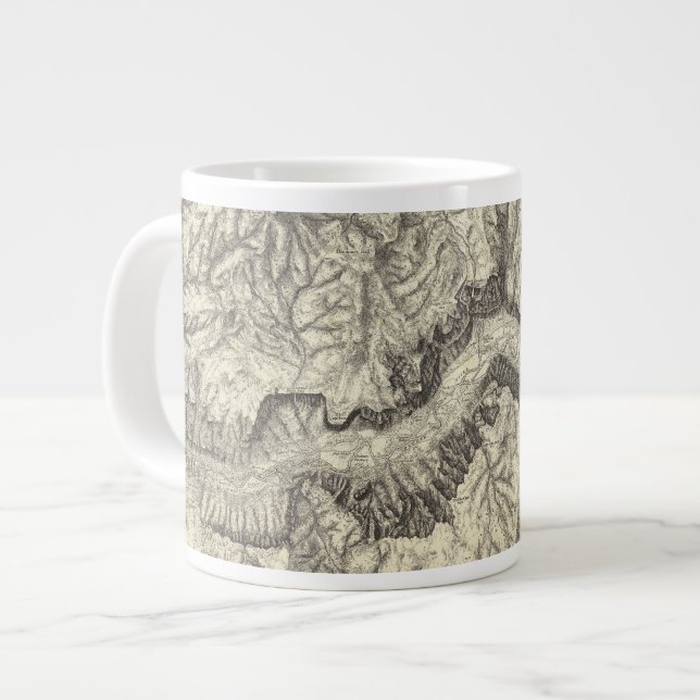 Topographical Map of The Yosemite Valley Large Coffee Mug (Front Left)
