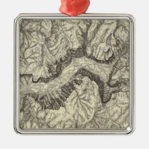 Topographical Map of The Yosemite Valley Metal Ornament
