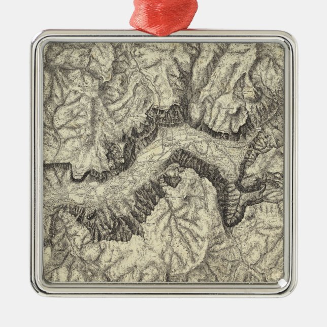 Topographical Map of The Yosemite Valley Metal Ornament (Front)