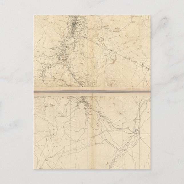 Topographical Map of Washoe Mining Region Postcard (Front)
