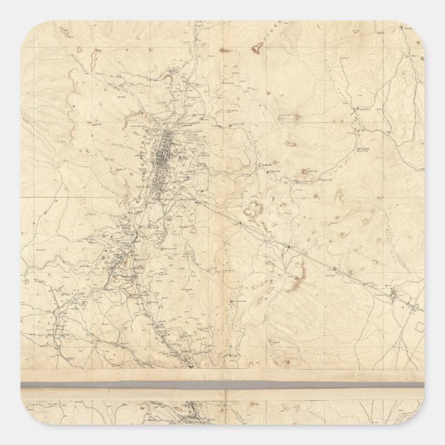 Topographical Map of Washoe Mining Region Square Sticker (Front)