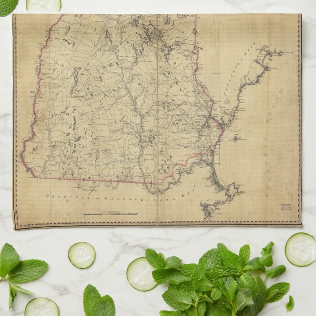 Topographical Map Province of New Hampshire (1784) Kitchen Towel (Folded)