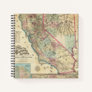 Topographical Railroad and County Map, California Notebook