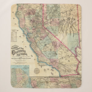Topographical Railroad and County Map, California Sherpa Blanket