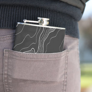 Topography Black map Hip Flask