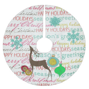 Topography Deer Ornaments Holiday Tree Skirt