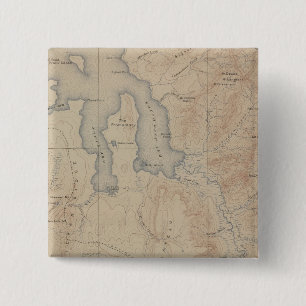 Topography Map, Yellowstone National Part, Wyoming 2 Inch Square Button