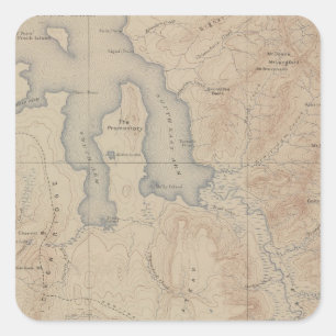 Topography Map, Yellowstone National Part, Wyoming Square Sticker