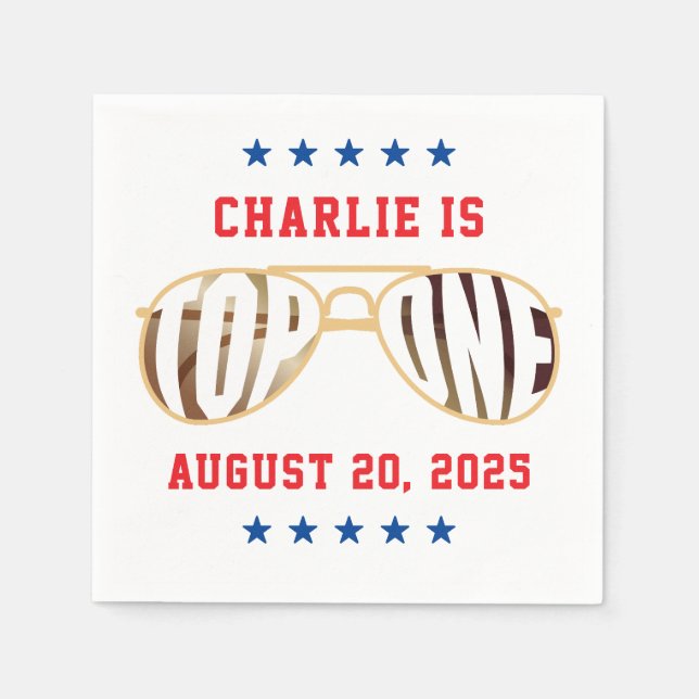 TopOne Fighter Pilot Themed First Birthday Napkin (Front)