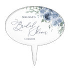 Dusty Blue Floral Fête des mariées Cake Toppers