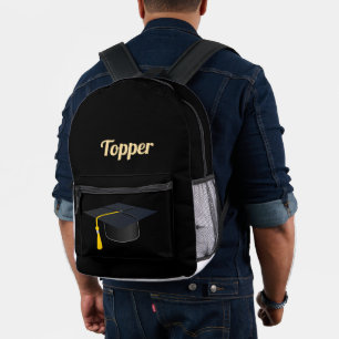 Topper Text Graduation Hat Printed Elegant Style  Backpack