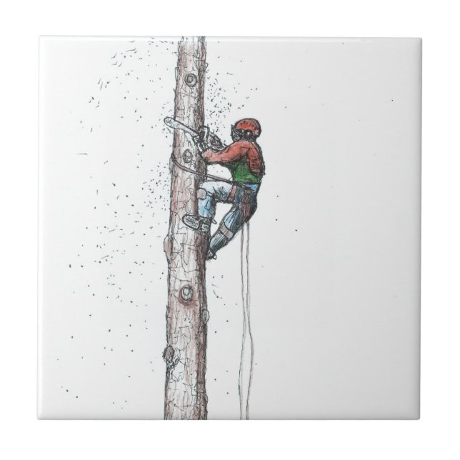 Topping out Arborist Tree Surgeon Tile (Front)
