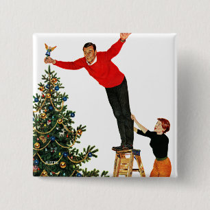 Topping the Tree 2 Inch Square Button