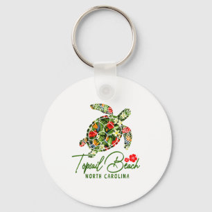 Topsail Beach North Carolina Sea Turtle Tropical H Keychain