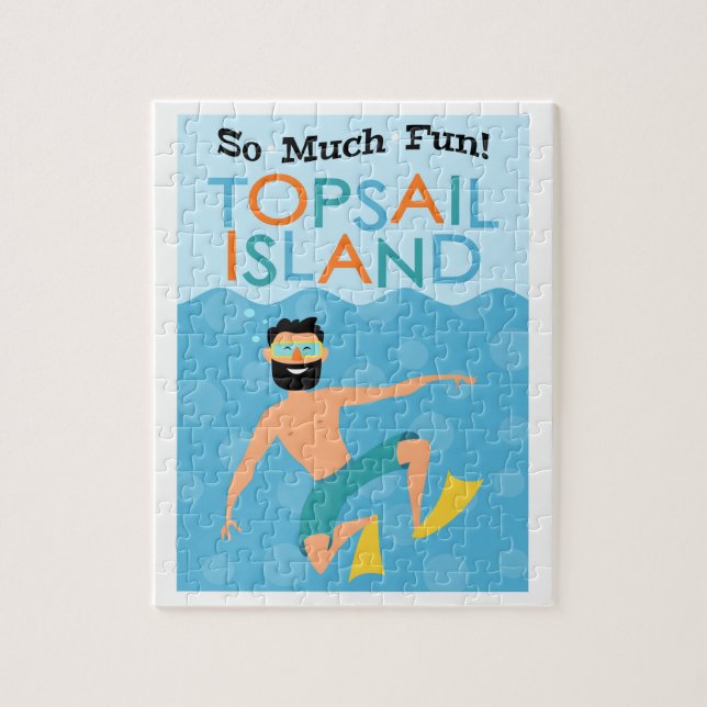 Topsail Island Fun Hipster Travel Jigsaw Puzzle (Vertical)