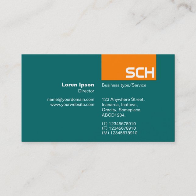 TopTag - Orange on Moss Green Business Card (Front)