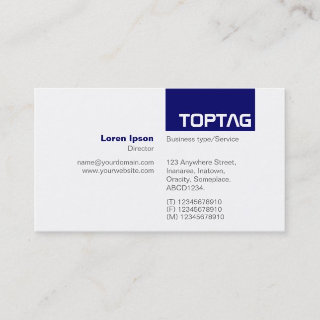 TopTag v2 - Deep Navy Business Card (Front)