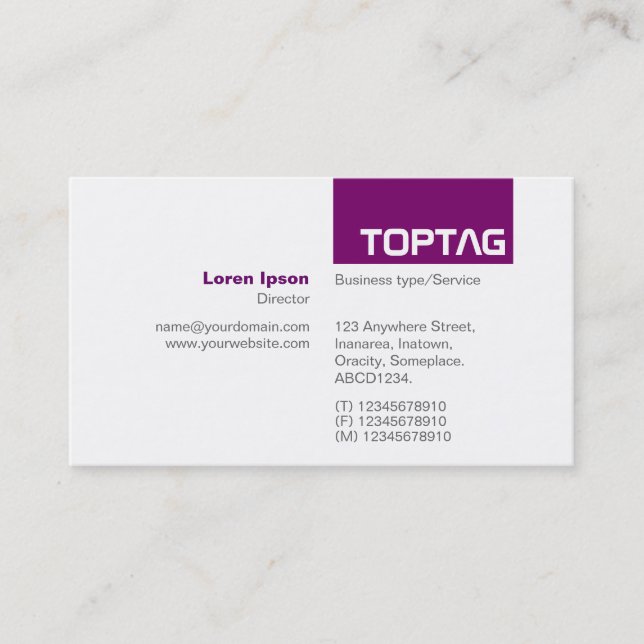 TopTag v2 - Plum Business Card (Front)