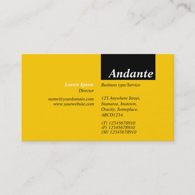 TopTag v3 - Black with Amber Business Card (Front)