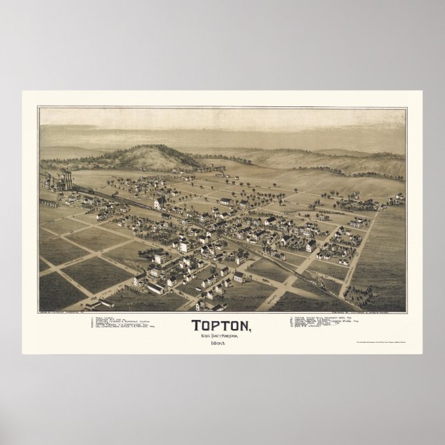 Topton, PA Panoramic Map - 1893 Poster (Front)