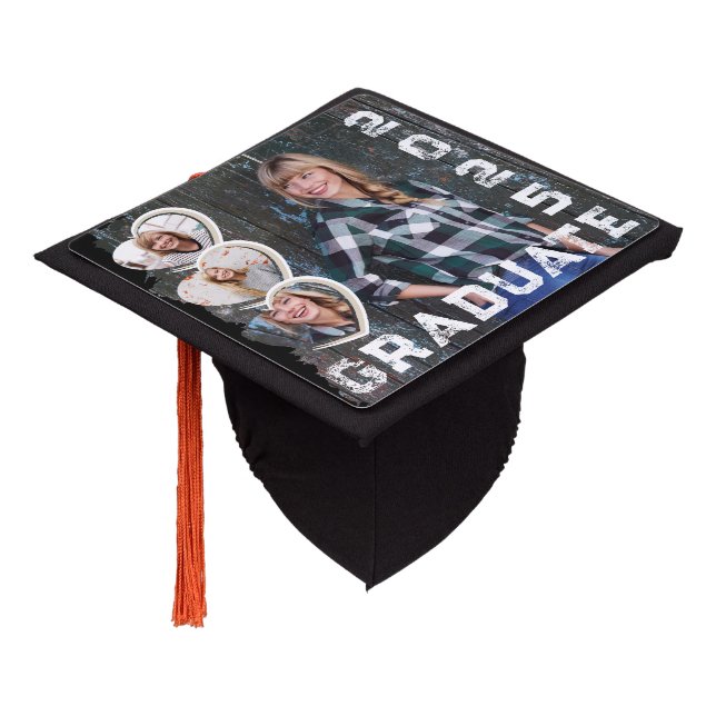 Toque De Diplômé 2025 Graduate Photo Heart Grunge (Incliné)