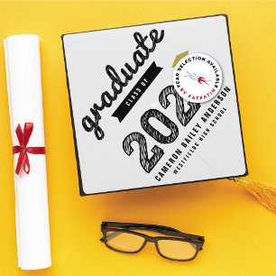 Toque De Diplômé 2026 Diplômé Esquisse Noir & Blanc Typographie Gra