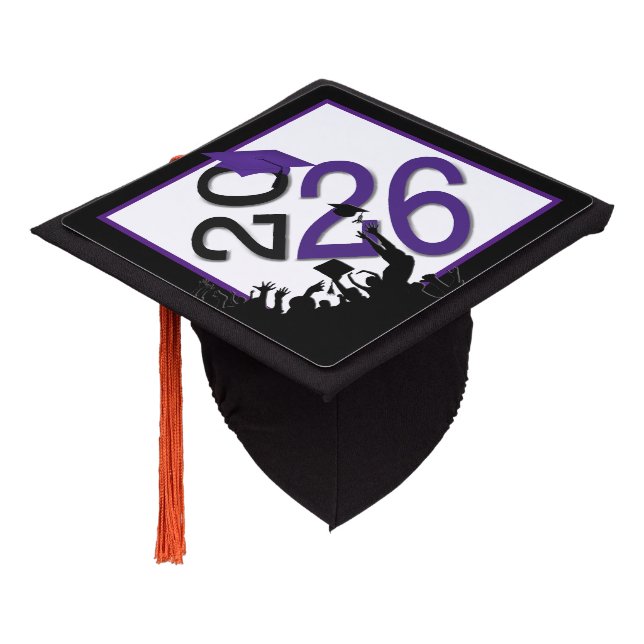 Toque De Diplômé 2026 Graduation Purple and White (Incliné)