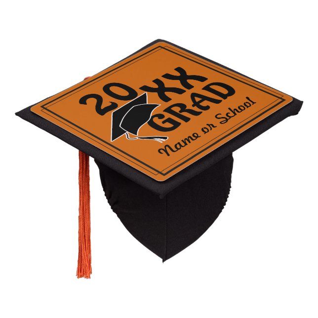 Toque De Diplômé 20XX Grad avec bordure noire (Arrière - plan modif (Incliné)