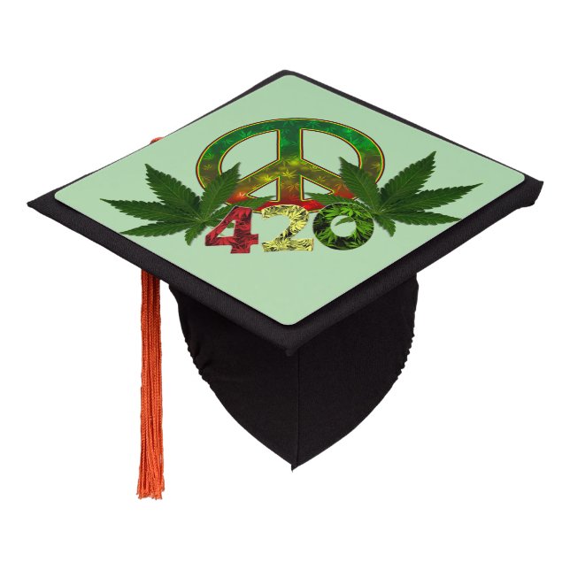 Toque De Diplômé 4 20 Rasta Peace Weed Green (Incliné)