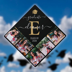 Toque De Diplômé 5 Collage photo Monogramme d'or personnalisé