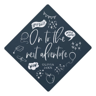 Toque De Diplômé À La Prochaine Aventure Quirky Icon Marine Blue