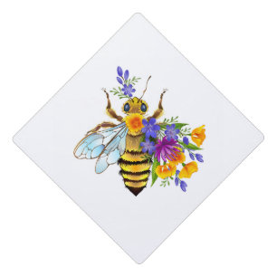 Toque De Diplômé Abeille à fleurs avec plantes sauvages