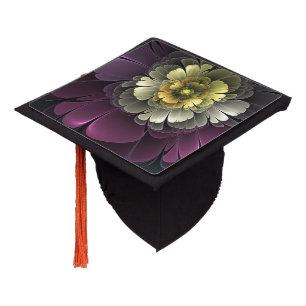 Toque De Diplômé Abstrait Purpur moderne Khaki Gris Fleur fractale 