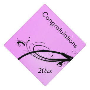 Toque De Diplômé Accent noir sur rose Félicitations Monogramme