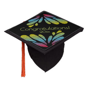 Toque De Diplômé Ailes Abstraites à papillon arc-en-ciel