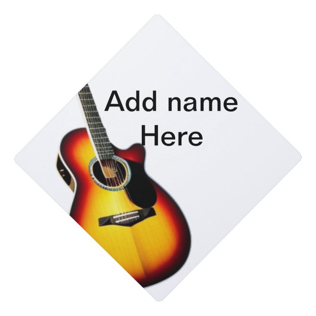 Toque De Diplômé Ajouter votre nom texte brun acoustique guitare éd (Devant)