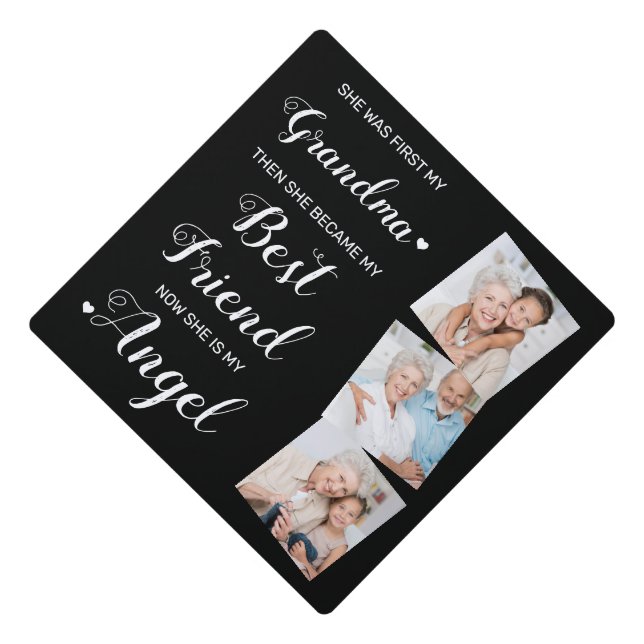 Toque De Diplômé Amour Mémoire grand-mère Personnaliser 3 Photo Mém (Devant)