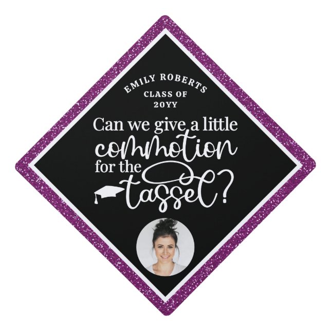 Toque De Diplômé Amusant Moderne Élégant Violet Parties scintillant (Devant)