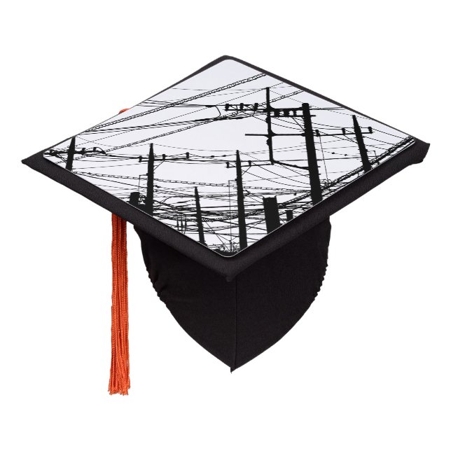 Toque De Diplômé Ancien téléphone et lignes électriques (Incliné)