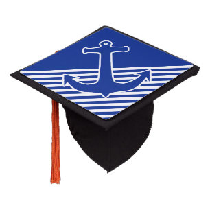 Toque De Diplômé Ancre bleu / Contour blanc + vos idées