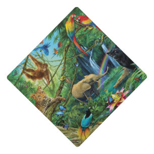 Toque De Diplômé Animals living together throw pillow