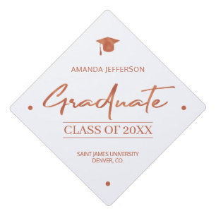 Toque De Diplômé Année de classe fille et rose d'école or tendance