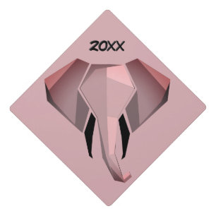 Toque De Diplômé Année de tête d'éléphant de géométrie rose