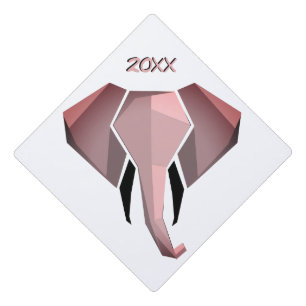 Toque De Diplômé Année de tête d'éléphant de géométrie rose