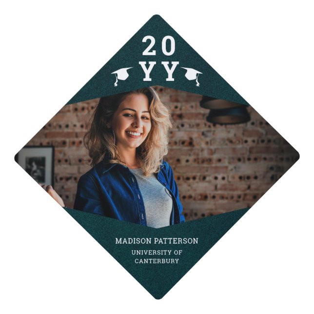 Toque De Diplômé Année photo simple moderne Blue Grad (Devant)