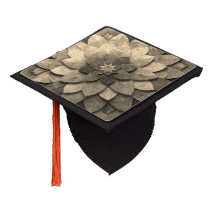 Toque De Diplômé Antique Mandala d'art doré Fleur texturée