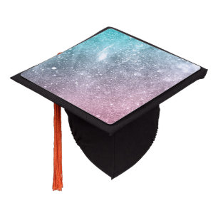 Toque De Diplômé Aqua blue Pink ombre mer galaxie abstraite